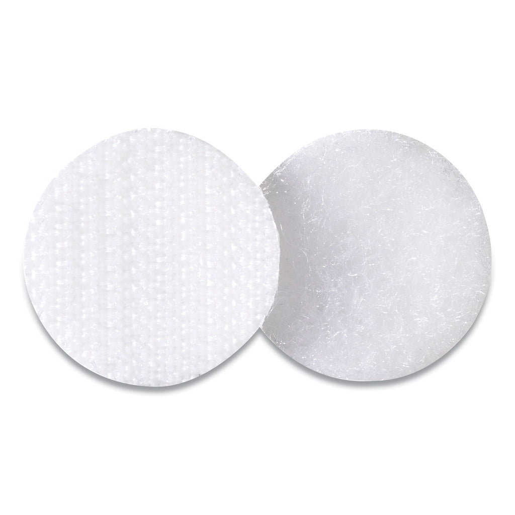 Sticky-Back Fasteners, Removable Adhesive, 0.63" dia, White, 75/Pack