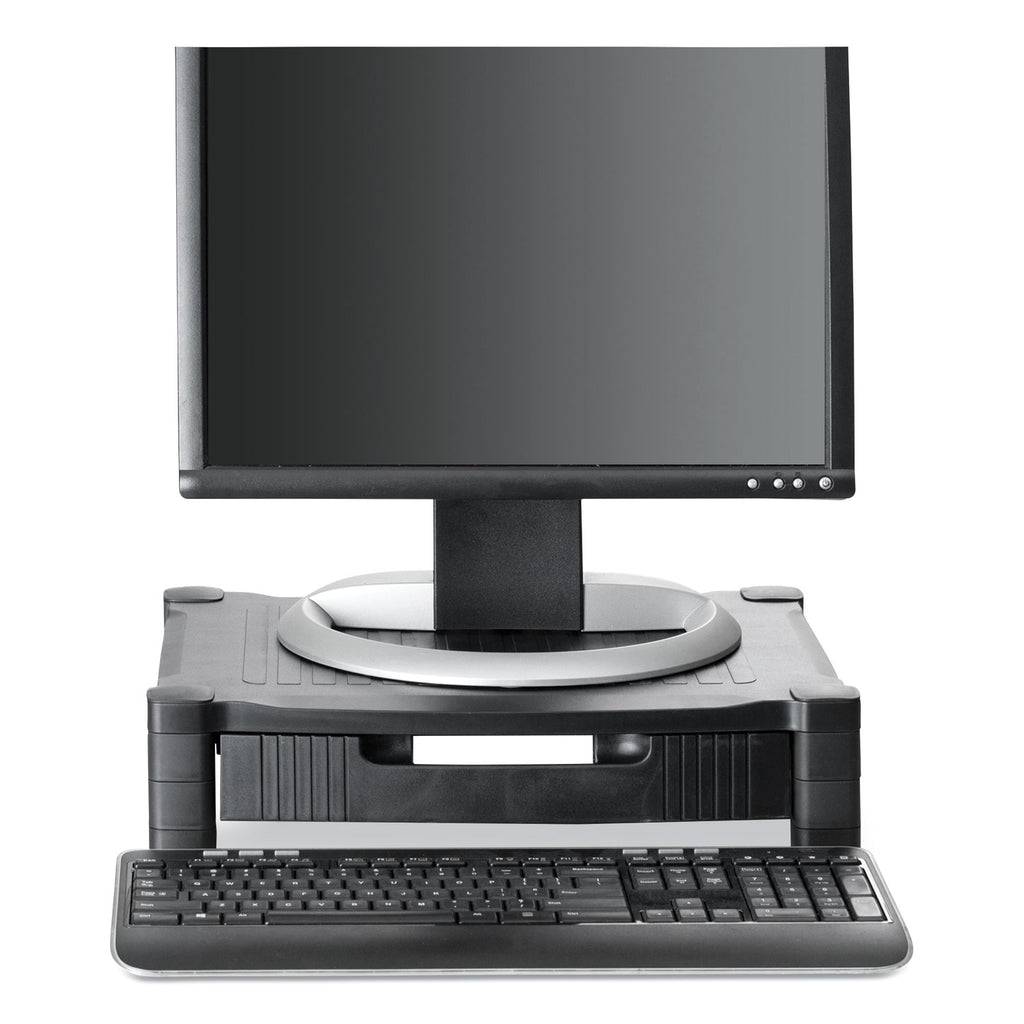 Monitor Stand Riser with Drawer, 17" x 13" x 3.75", Black, Supports 22 lbs