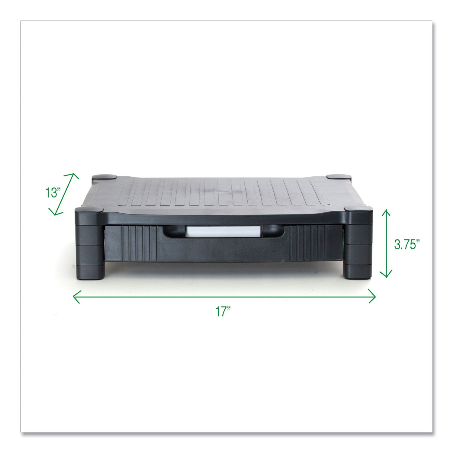 Monitor Stand Riser with Drawer, 17" x 13" x 3.75", Black, Supports 22 lbs