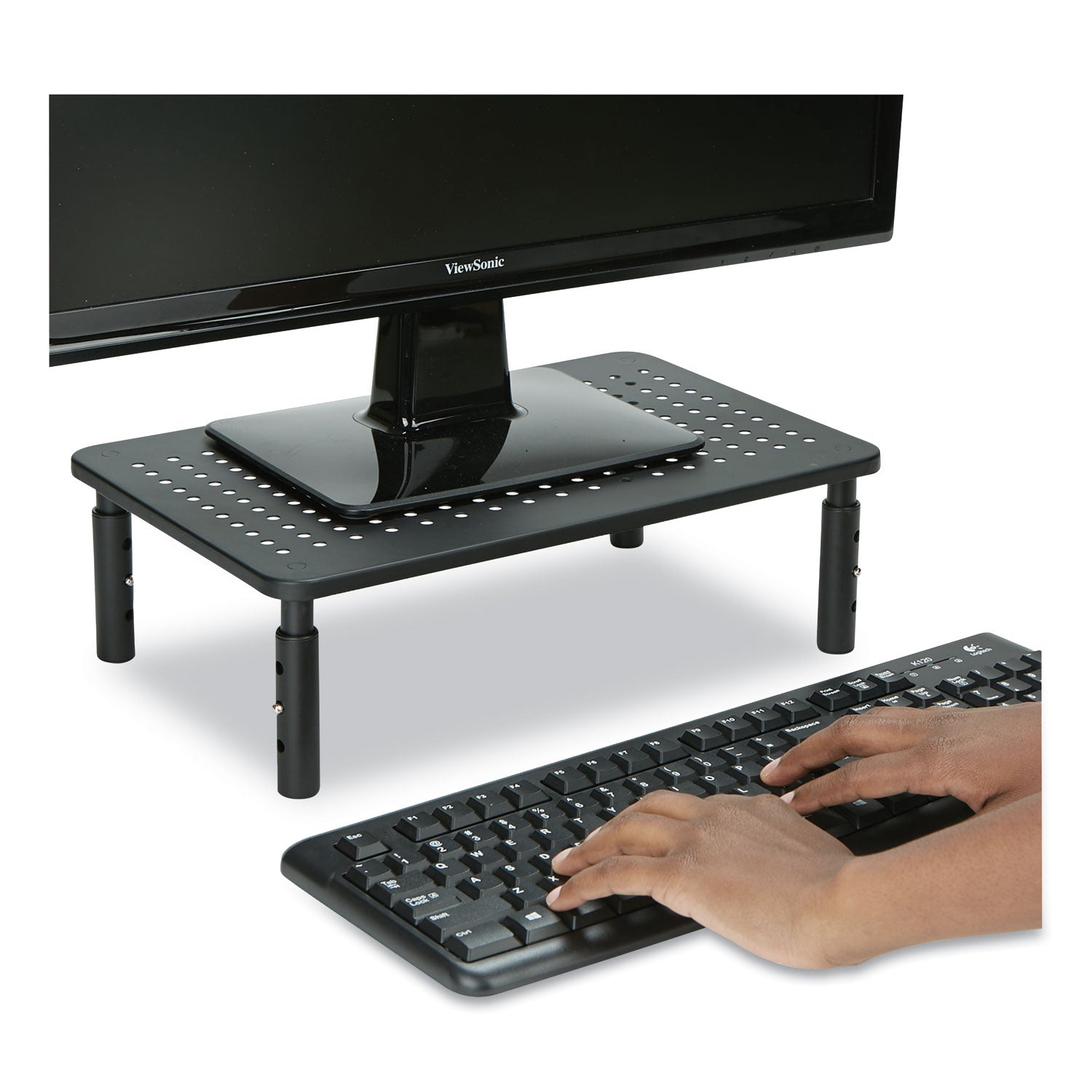 adjustable-rectangular-monitor-stand-14-x-9-x-325-to-525-black-supports-44-lbs_ems4legmetblk - 2