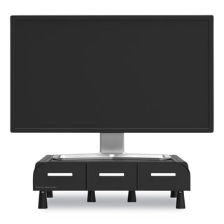 Perch Monitor Stand and Desk Organizer, 13.46" x 12.87" x 2.72", Black/Silver