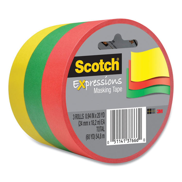 expressions-masking-tape-3-core-094-x-20-yds-red-green-yellow-3-rolls-pack_mmm34373prm - 1