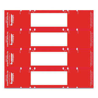 File Pocket Handles, 9.63 x 2, Red/White, 4/Sheet, 12 Sheets/Pack - 