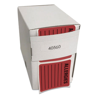 Allergy Warning Labels, ALLERGIES, 2 x 2, Fluorescent Red, 500/Roll - 