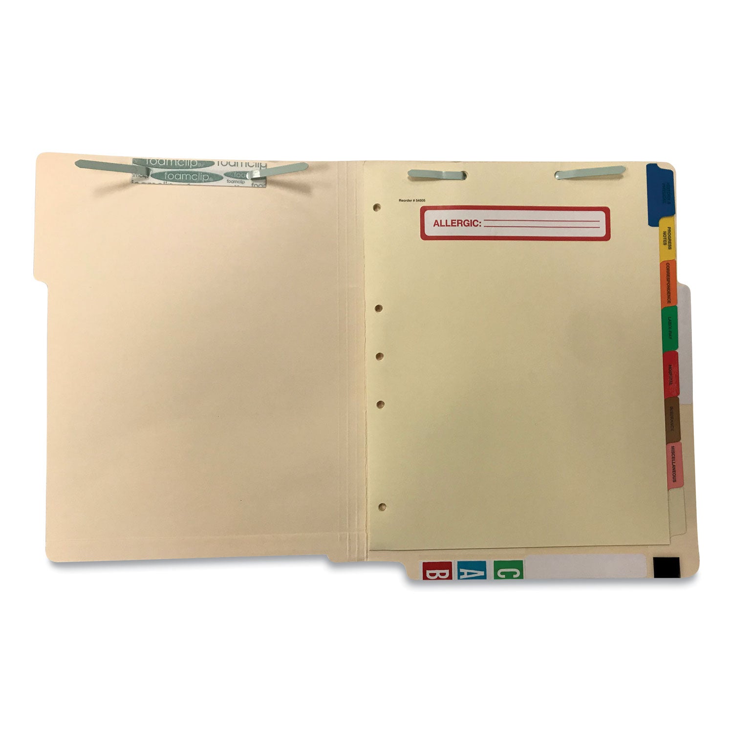 Side Tab Medical Chart Divider Sets, 8-Tab, Assorted Medical, 11 x 9, Manila, 40 Sets - 