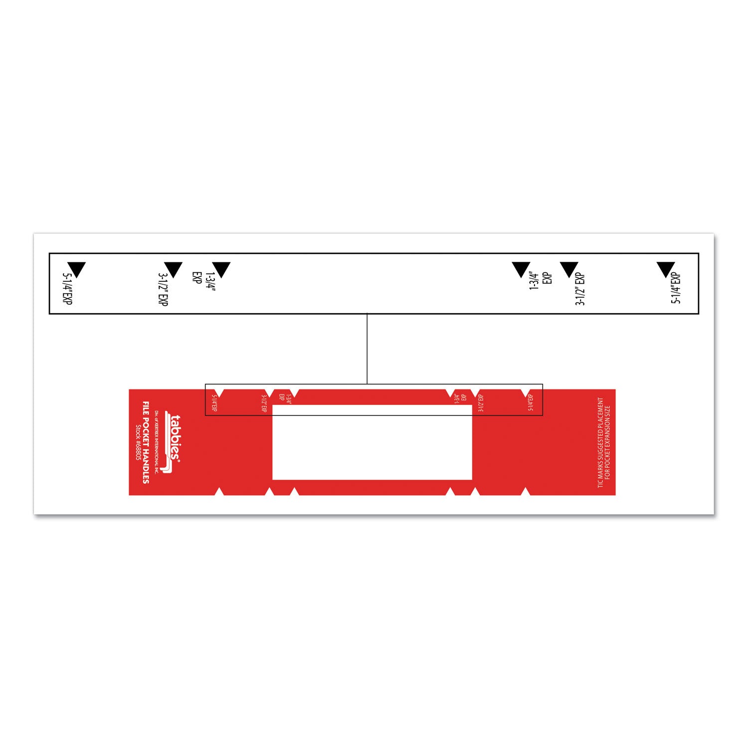 File Pocket Handles, 9.63 x 2, Red/White, 4/Sheet, 12 Sheets/Pack - 