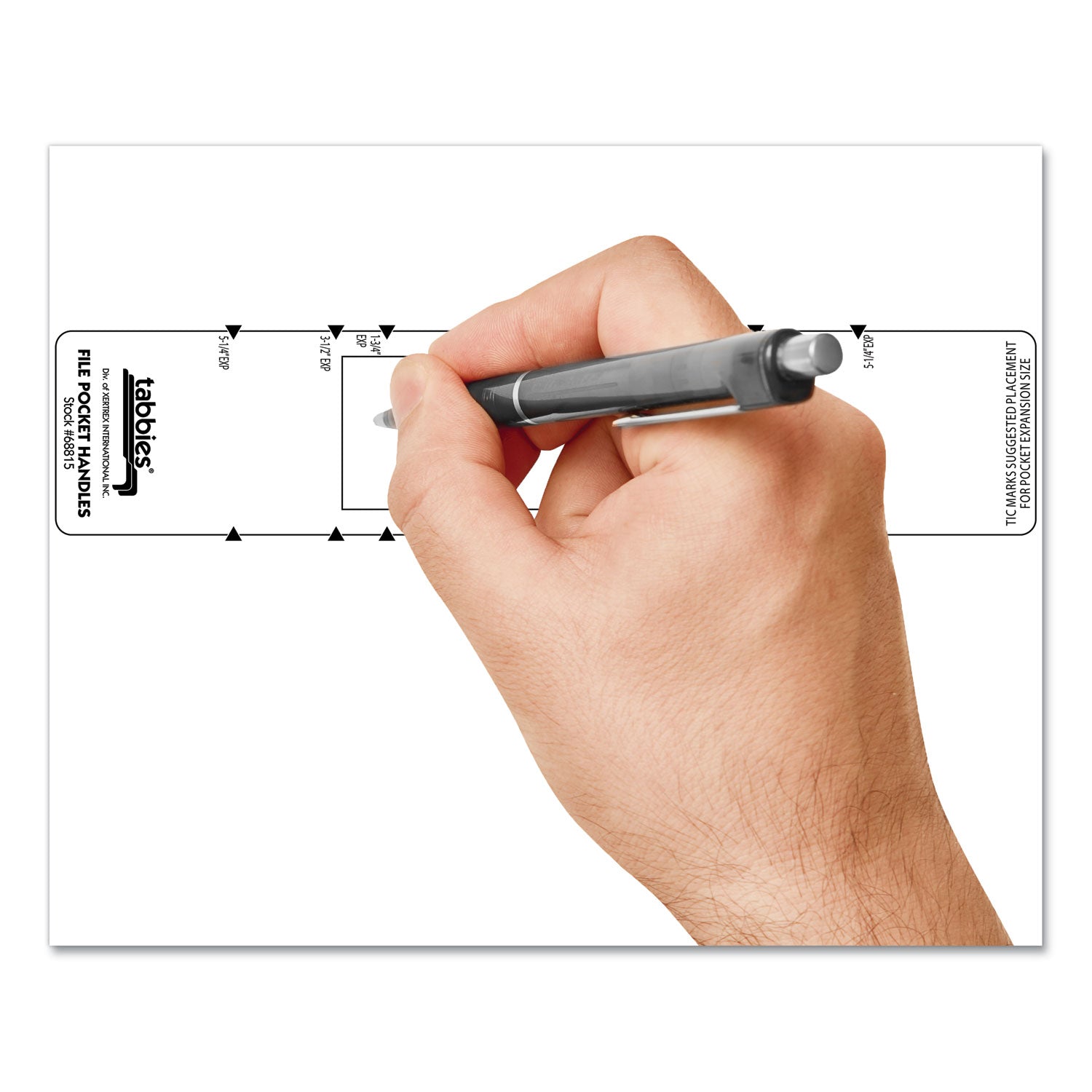 File Pocket Handles, 9.63 x 2, White, 4/Sheet, 12 Sheets/Pack - 
