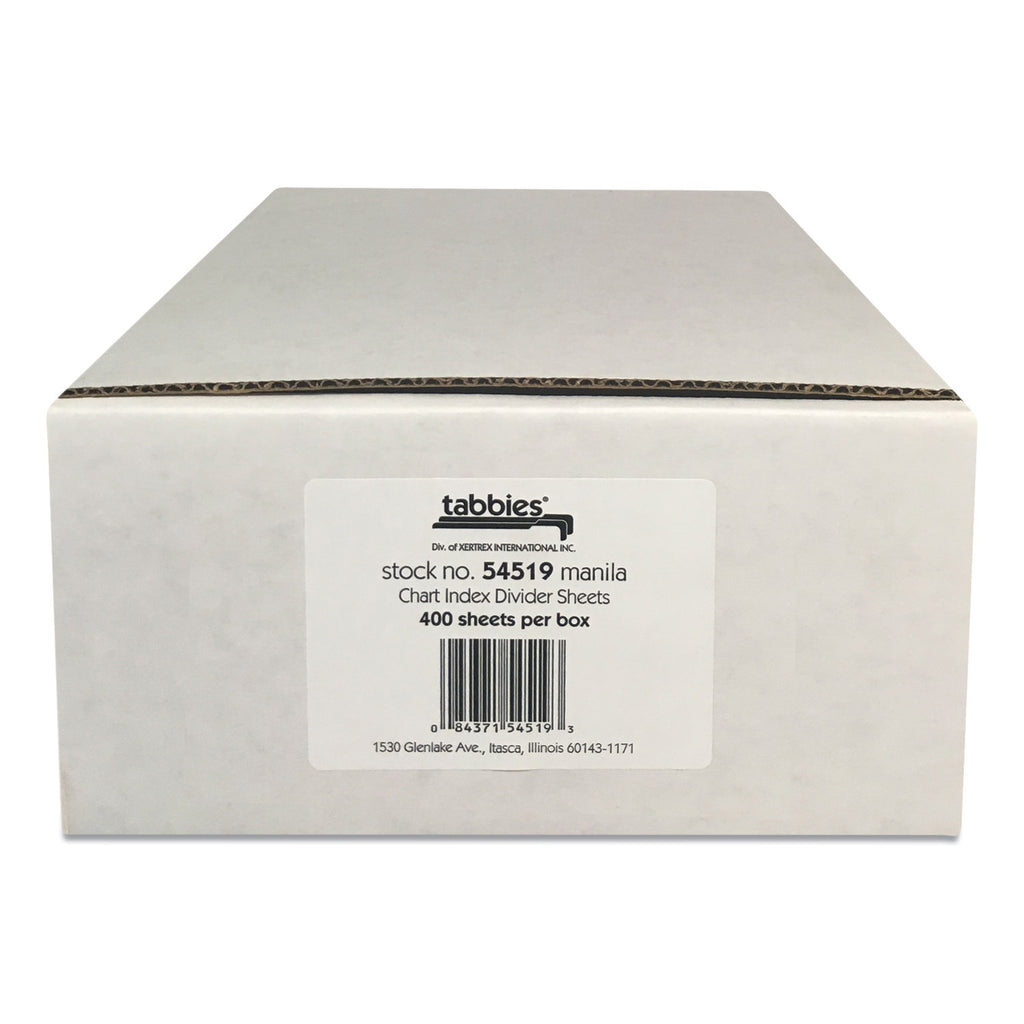 Medical Chart Index Divider Sheets, Untabbed, 11 x 8.5, Manila, 400/Box