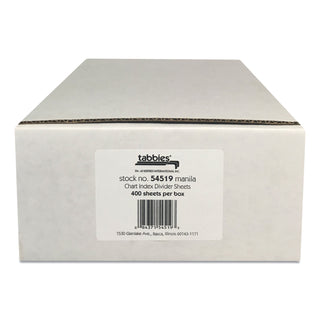 Medical Chart Index Divider Sheets, Untabbed, 11 x 8.5, Manila, 400/Box