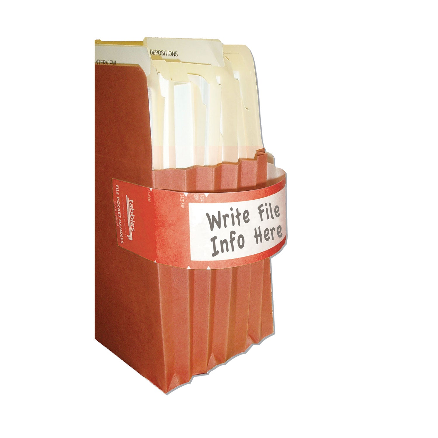File Pocket Handles, 9.63 x 2, Red/White, 4/Sheet, 12 Sheets/Pack - 