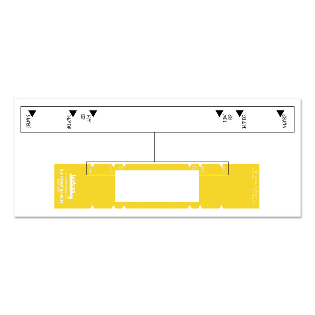 File Pocket Handles, 9.63 x 2, Yellow/White, 4/Sheet, 12 Sheets/Pack - 