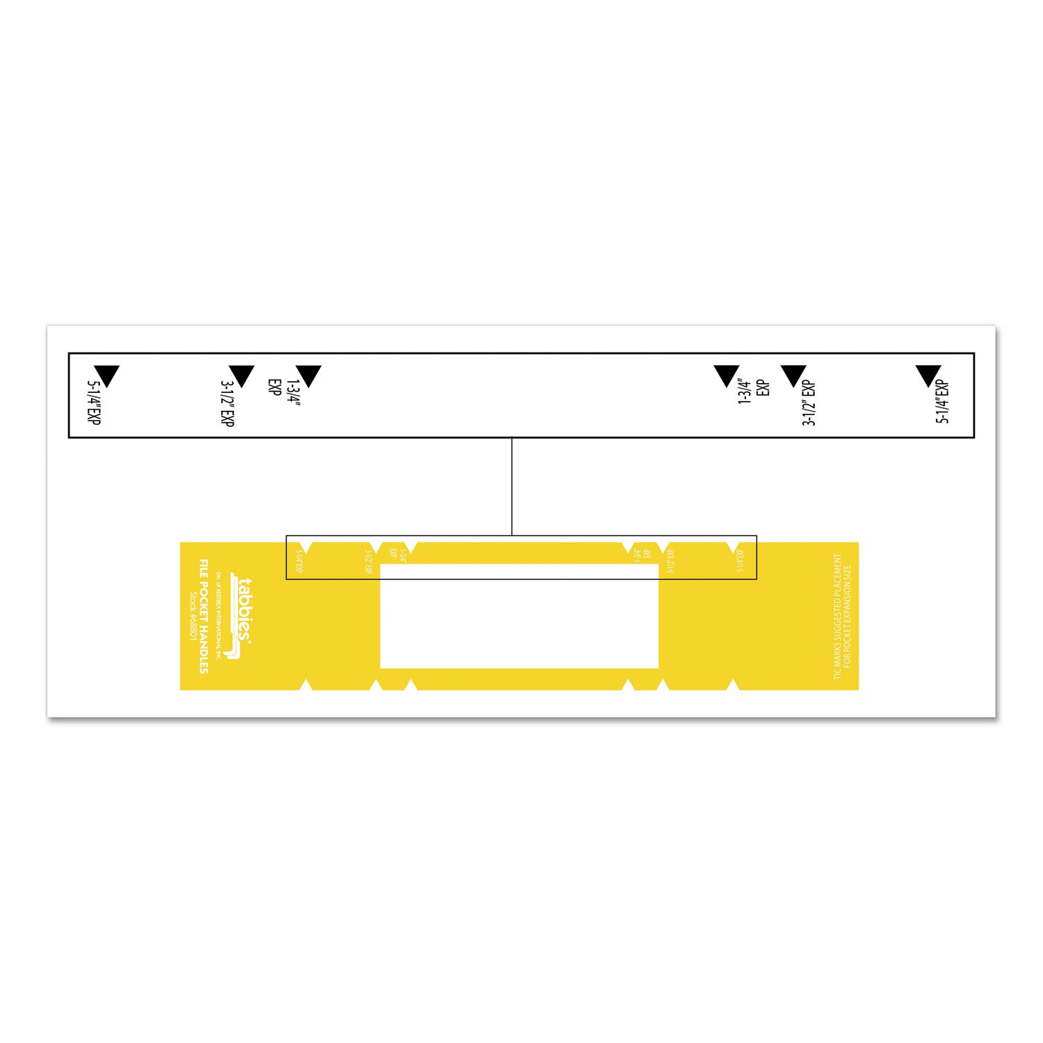 File Pocket Handles, 9.63 x 2, Yellow/White, 4/Sheet, 12 Sheets/Pack - 