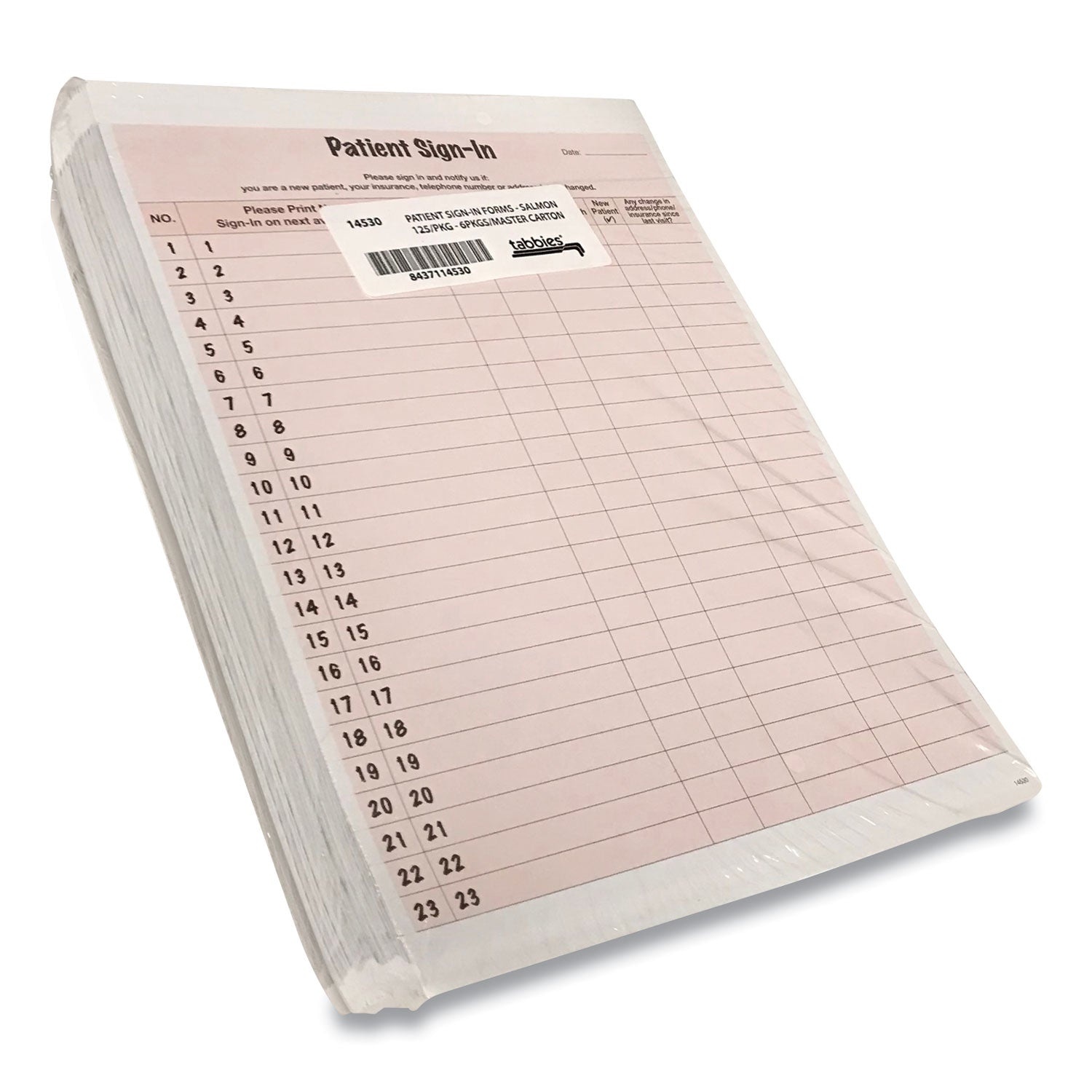 Patient Sign-In Label Forms, Two-Part Carbon, 8.5 x 11.63, Salmon Sheets, 125 Forms Total - 
