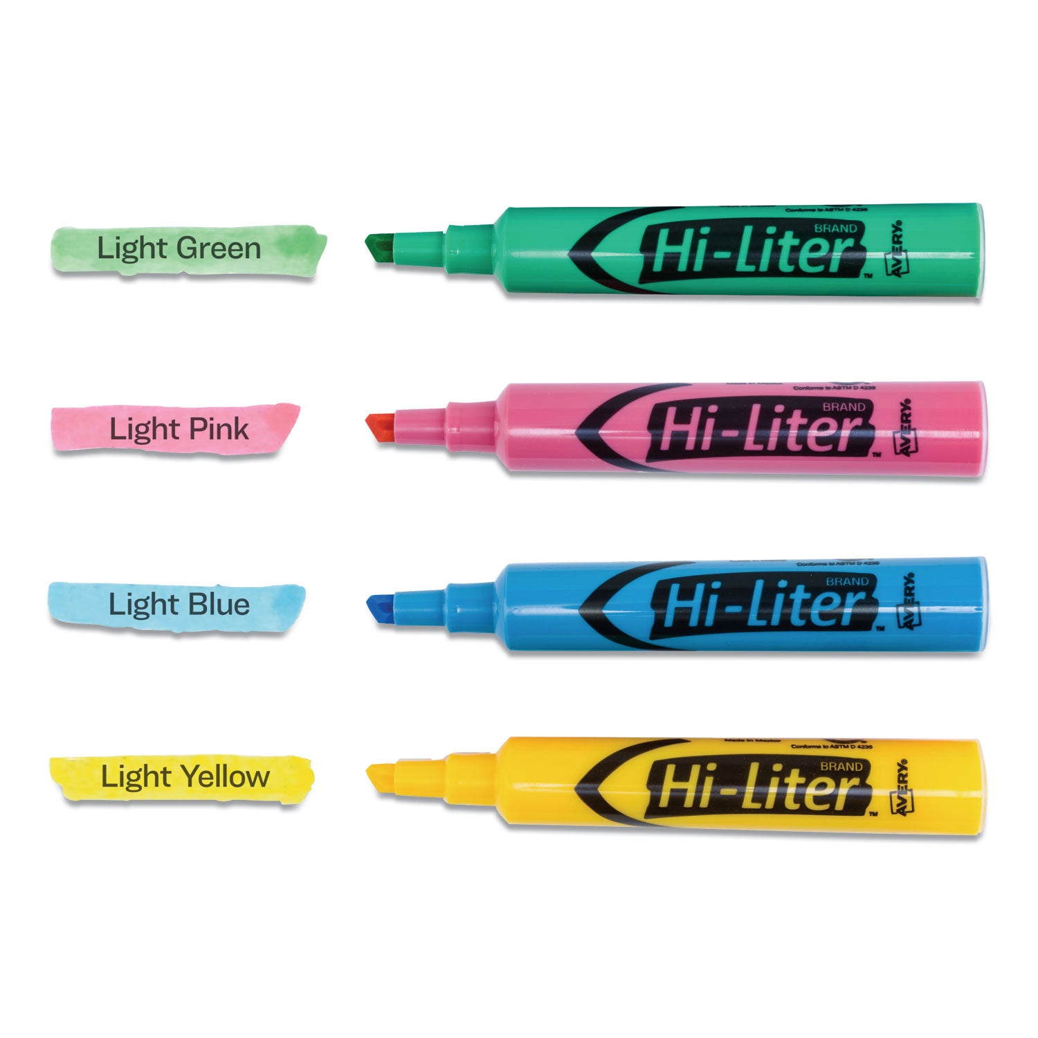 HI-LITER Desk-Style Highlighters, Assorted Ink Colors, Chisel Tip, Assorted Barrel Colors, 4/Set