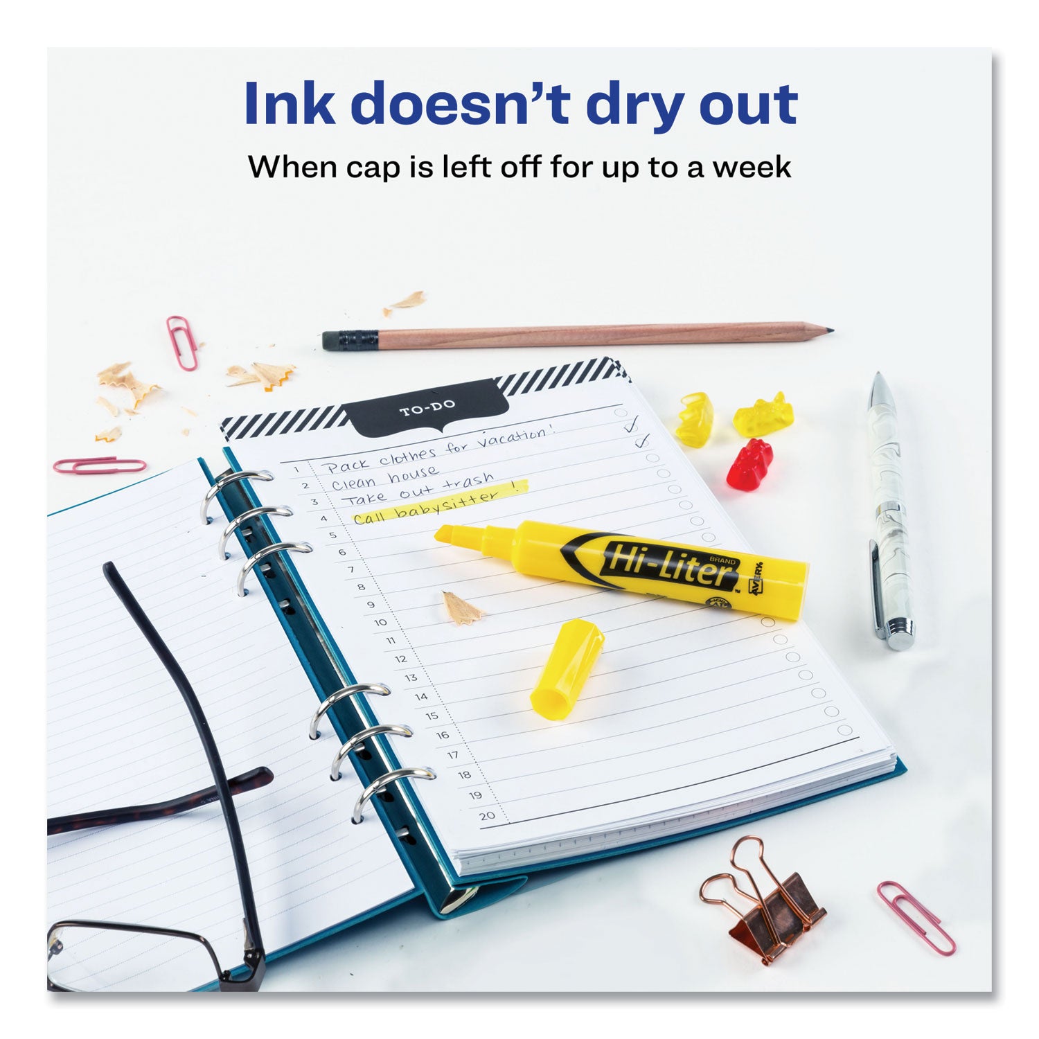 HI-LITER Desk-Style Highlighters, Yellow Ink, Chisel Tip, Yellow/Black Barrel, Dozen