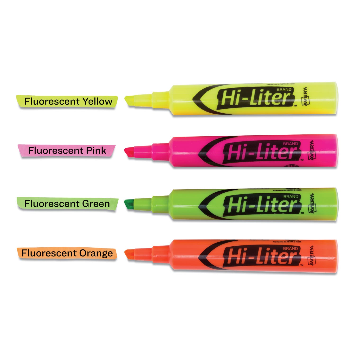HI-LITER Desk-Style Highlighters, Assorted Ink Colors, Chisel Tip, Assorted Barrel Colors, 4/Set