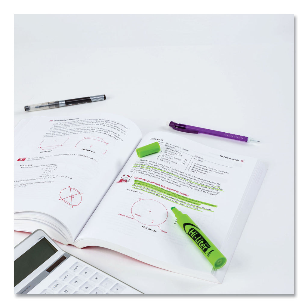 HI-LITER Desk-Style Highlighters, Fluorescent Green Ink, Chisel Tip, Green/Black Barrel, Dozen