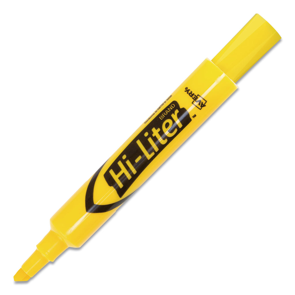 HI-LITER Desk-Style Highlighters, Yellow Ink, Chisel Tip, Yellow/Black Barrel, Dozen