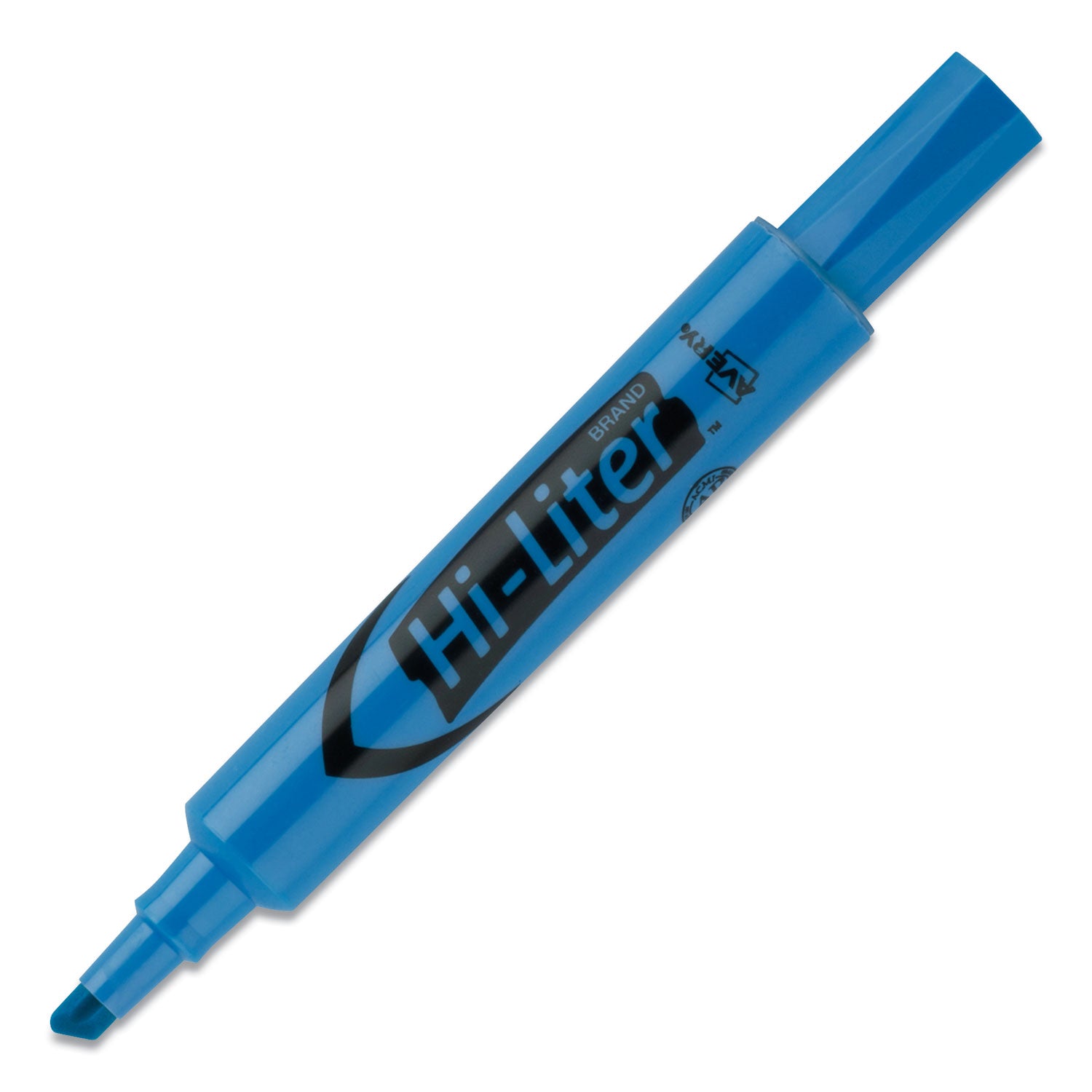 HI-LITER Desk-Style Highlighters, Fluorescent Blue Ink, Chisel Tip, Blue/Black Barrel, Dozen