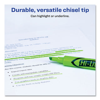HI-LITER Desk-Style Highlighters, Fluorescent Green Ink, Chisel Tip, Green/Black Barrel, Dozen