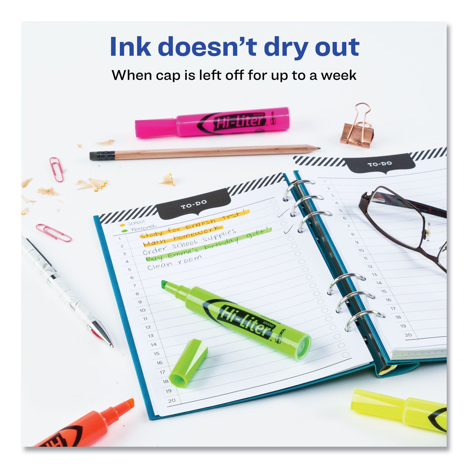 HI-LITER Desk-Style Highlighters, Assorted Ink Colors, Chisel Tip, Assorted Barrel Colors, 4/Set