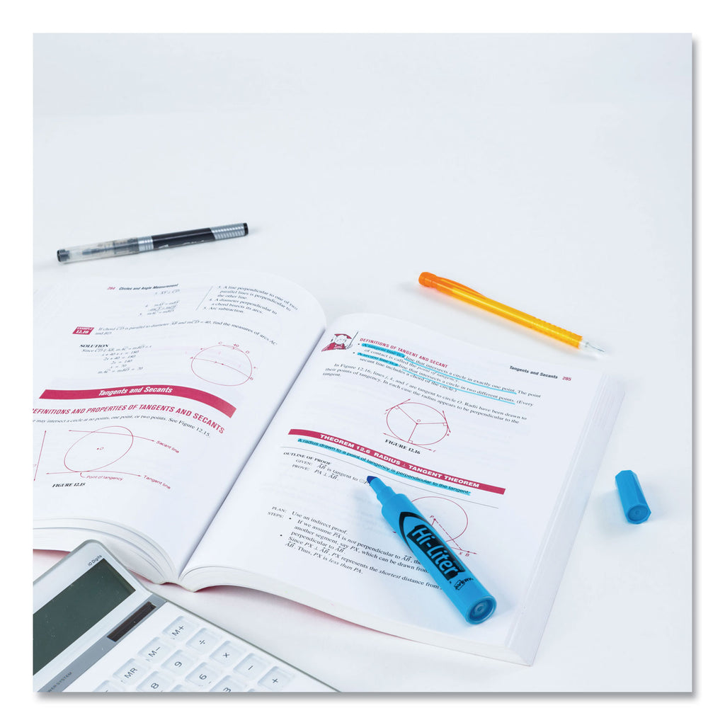 HI-LITER Desk-Style Highlighters, Fluorescent Blue Ink, Chisel Tip, Blue/Black Barrel, Dozen