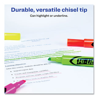 HI-LITER Desk-Style Highlighters, Assorted Ink Colors, Chisel Tip, Assorted Barrel Colors, 4/Set
