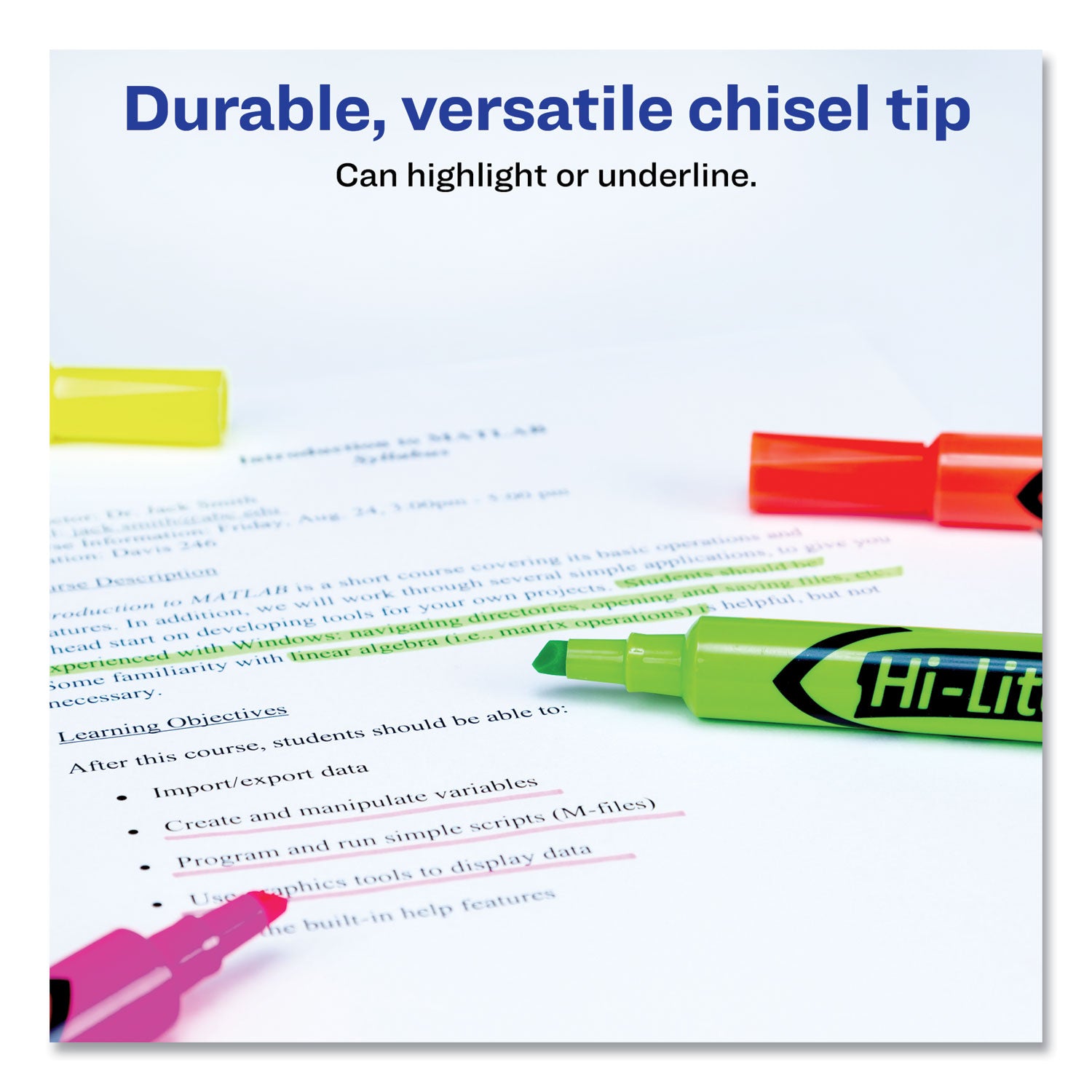 HI-LITER Desk-Style Highlighters, Assorted Ink Colors, Chisel Tip, Assorted Barrel Colors, 4/Set