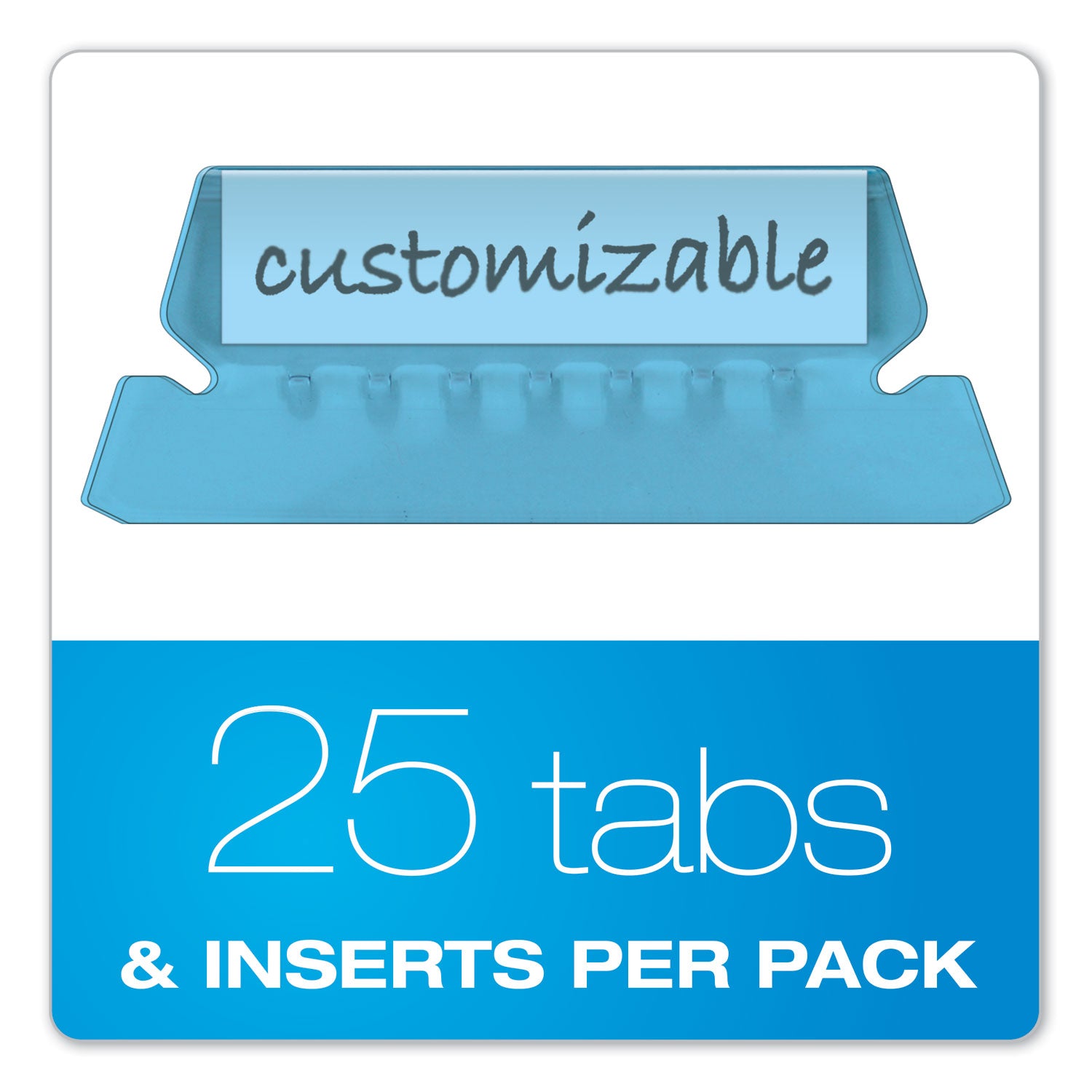 Transparent Colored Tabs For Hanging File Folders, 1/5-Cut, Blue, 2" Wide, 25/Pack