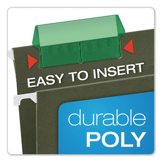 Transparent Colored Tabs For Hanging File Folders, 1/5-Cut, Green, 2" Wide, 25/Pack - 