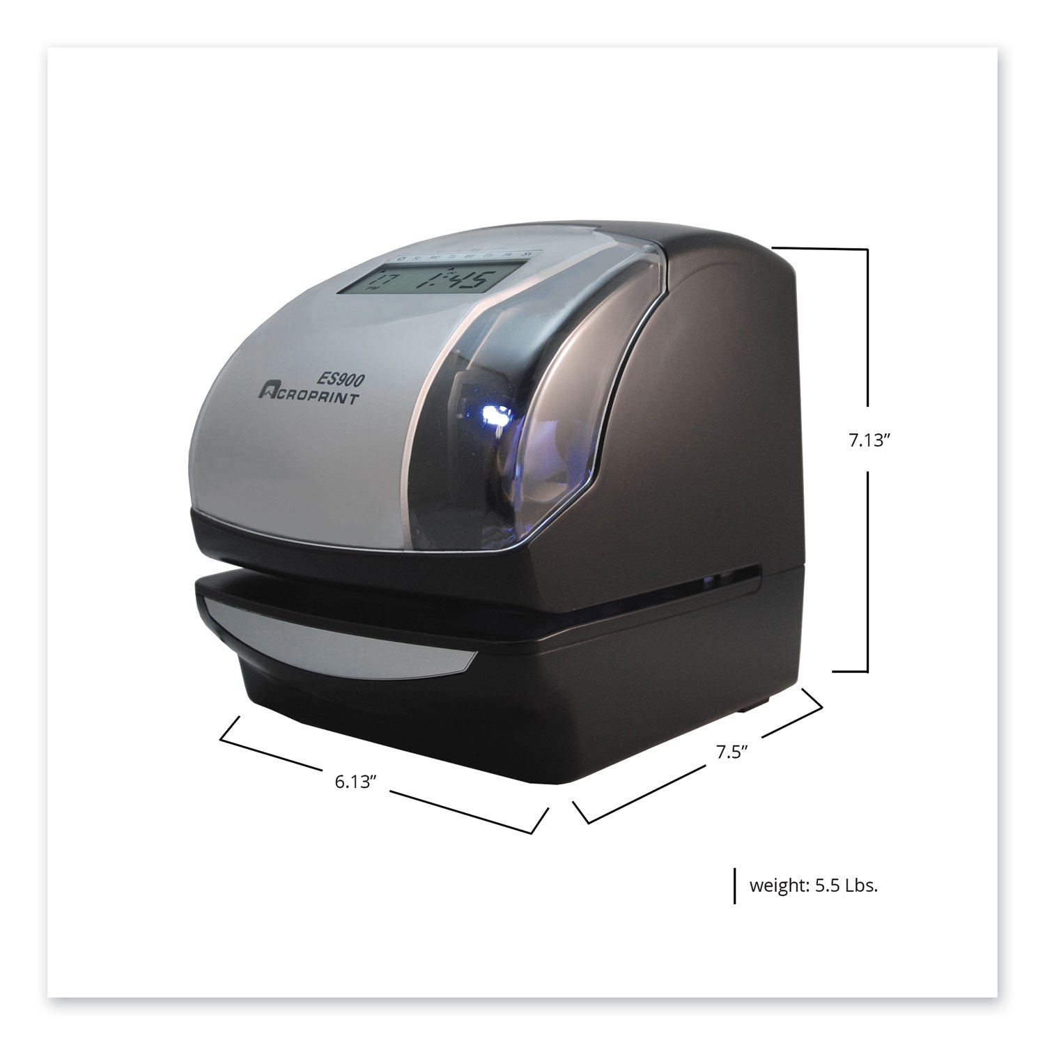 ES900 Atomic Electronic Payroll Recorder, Time Stamp and Numbering Machine, Digital Display, Black