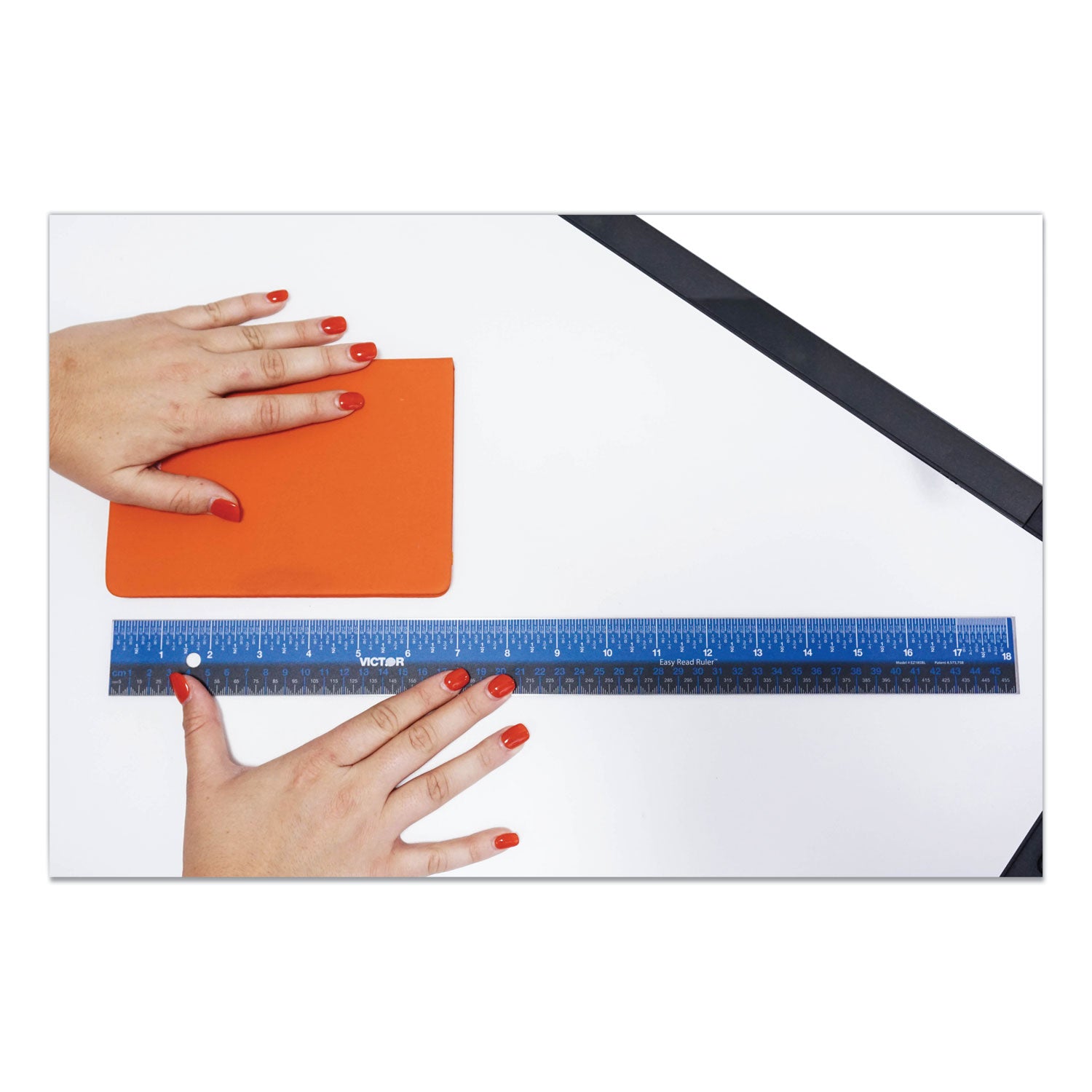 Easy Read Stainless Steel Ruler, Standard/Metric, 18".25 Long, Blue - 