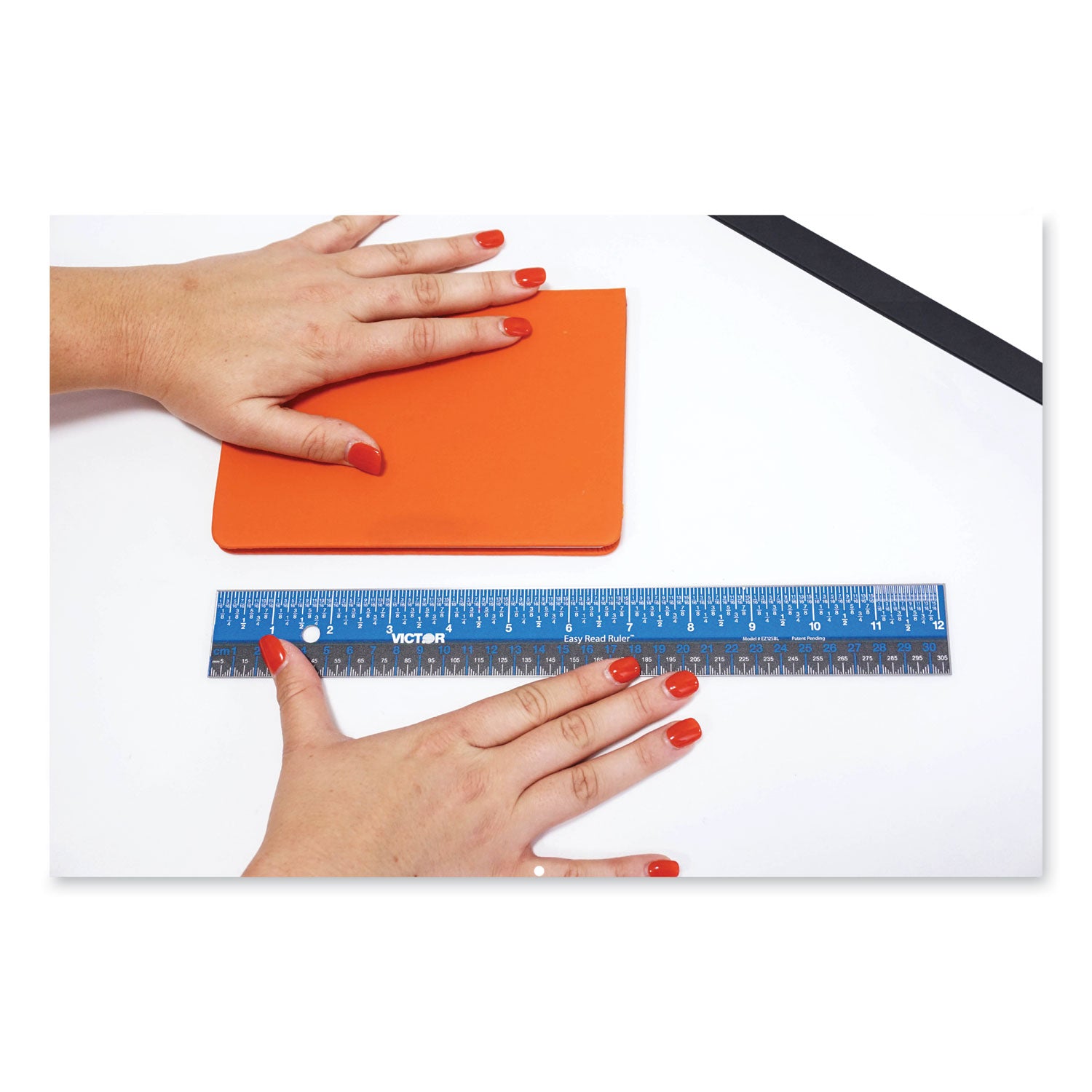 Easy Read Stainless Steel Ruler, Standard/Metric, 12".5 Long, Blue - 