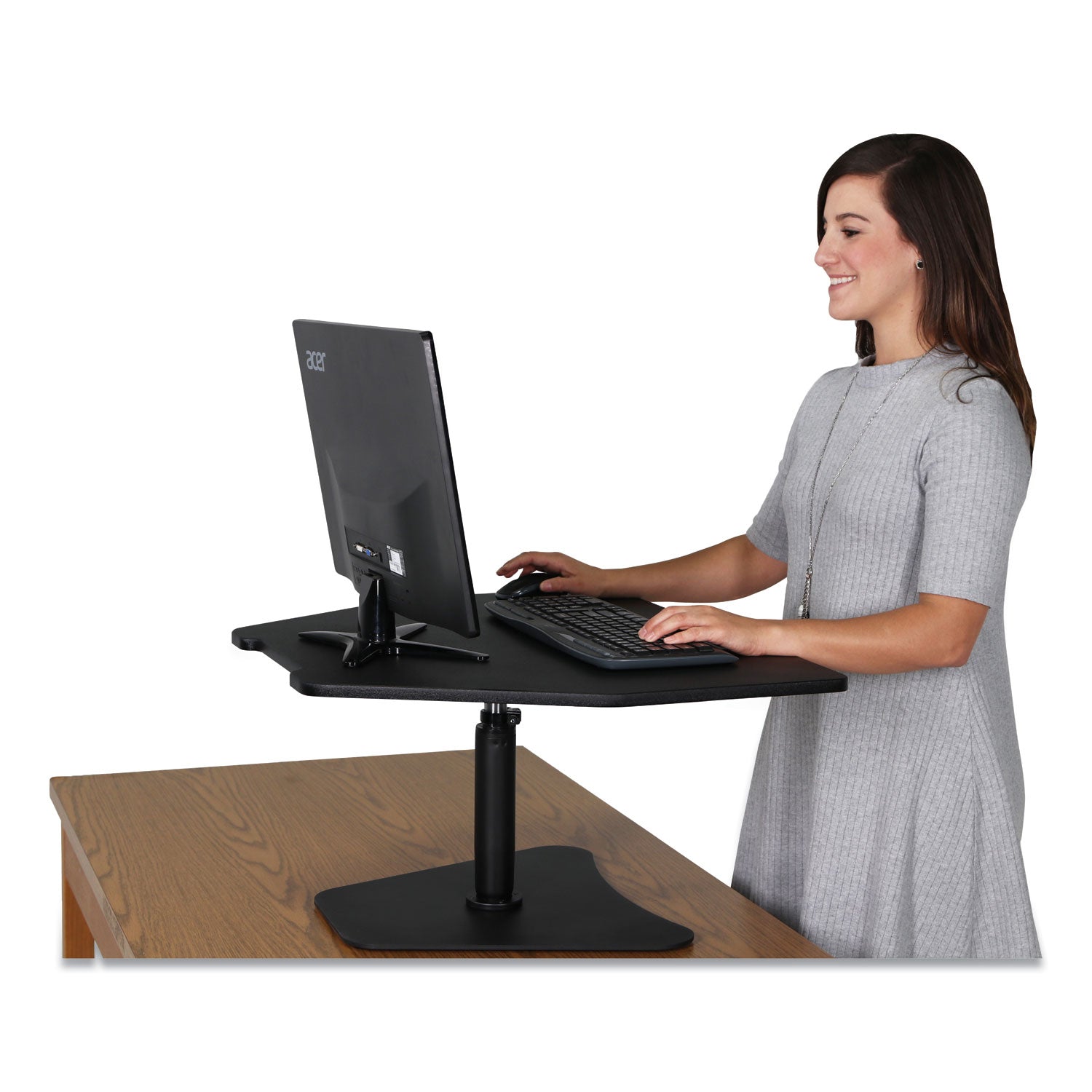 High Rise Adjustable Stand-Up Desk Converter, 28" x 23" x 12" to 16.75", Black, Ships in 1-3 Business Days - 8