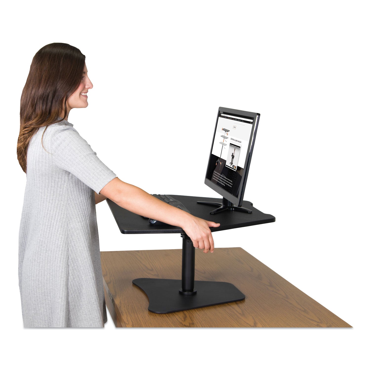 High Rise Adjustable Stand-Up Desk Converter, 28" x 23" x 12" to 16.75", Black, Ships in 1-3 Business Days - 5