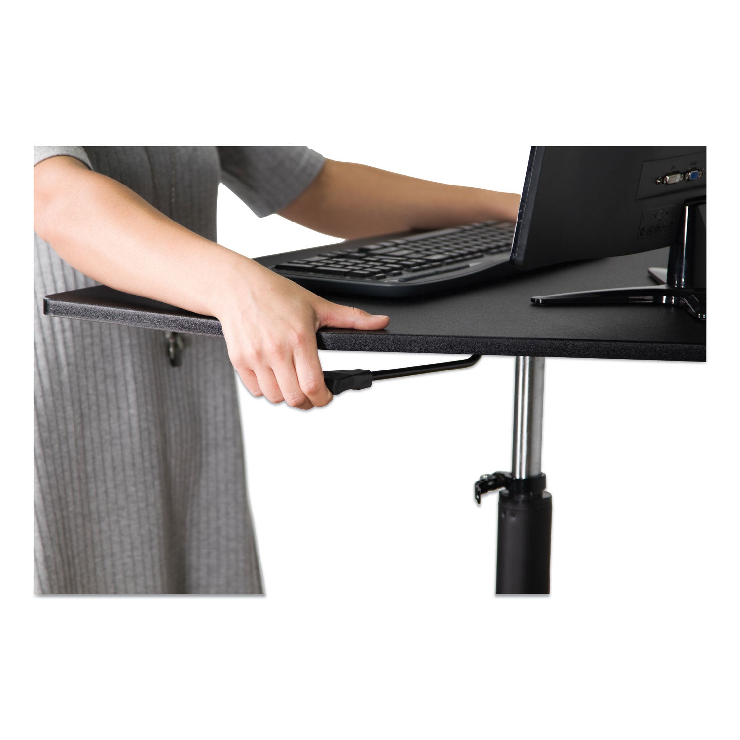 High Rise Adjustable Stand-Up Desk Converter, 28" x 23" x 12" to 16.75", Black, Ships in 1-3 Business Days - 6