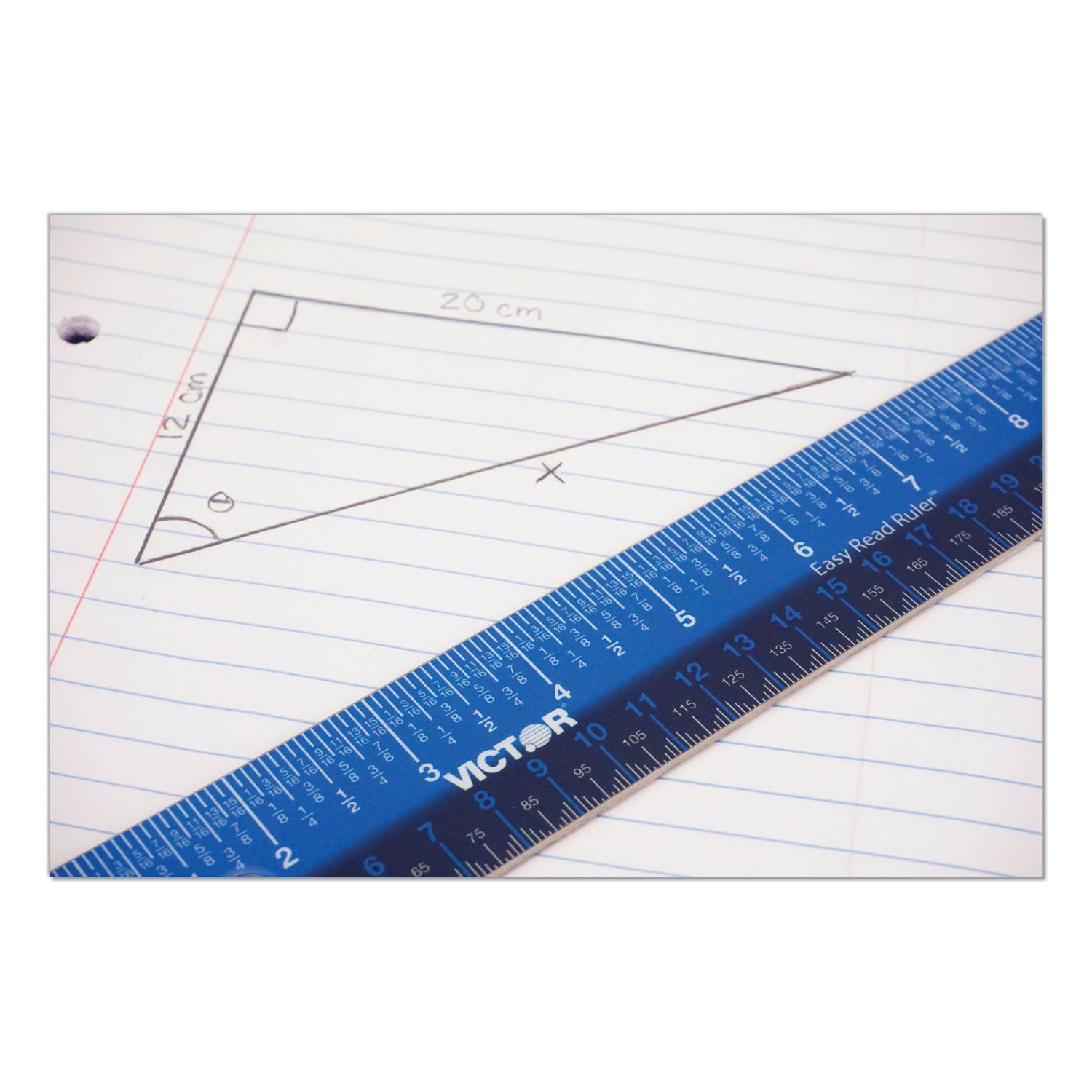 Easy Read Stainless Steel Ruler, Standard/Metric, 18".25 Long, Blue - 