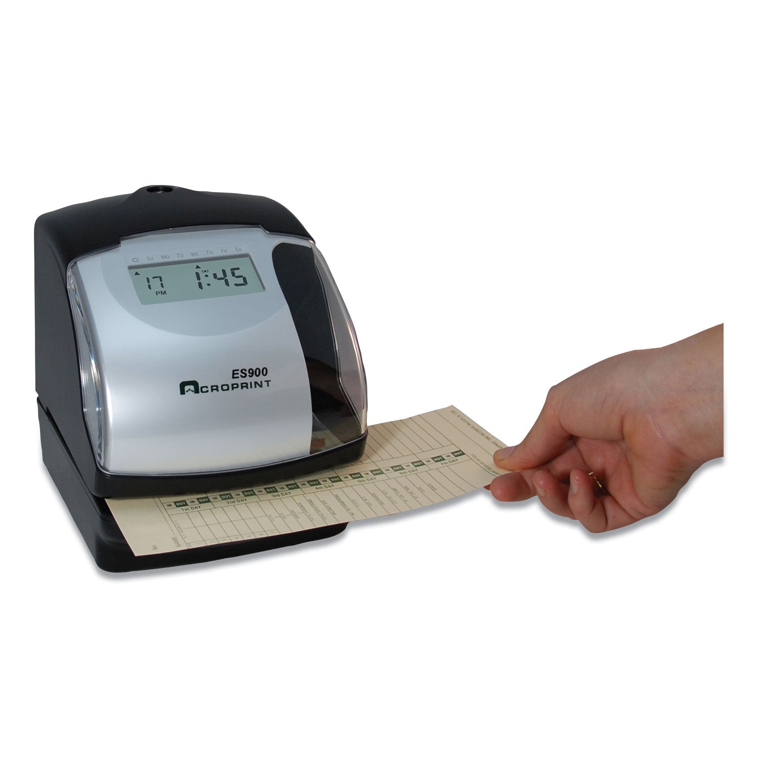ES900 Atomic Electronic Payroll Recorder, Time Stamp and Numbering Machine, Digital Display, Black
