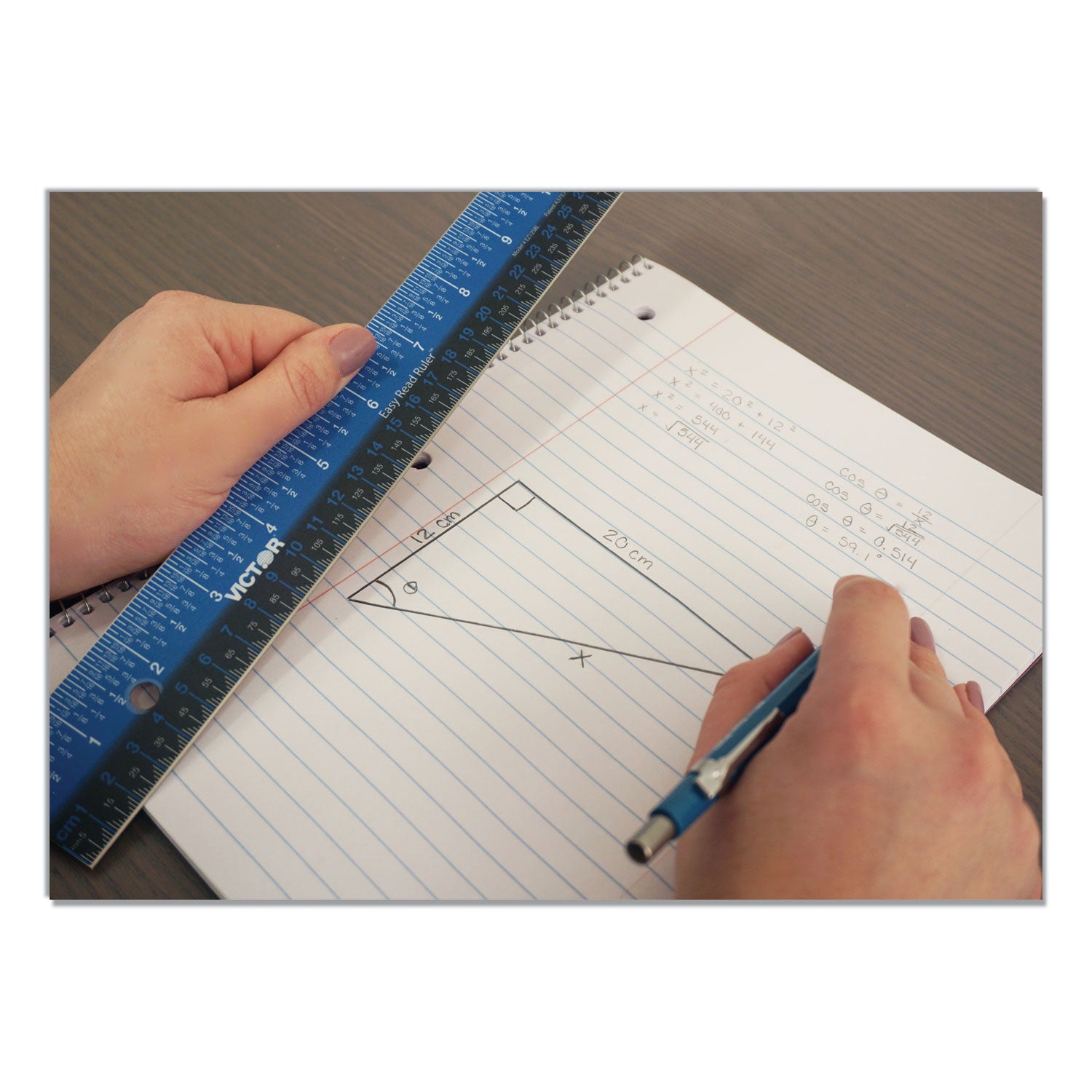 Easy Read Stainless Steel Ruler, Standard/Metric, 12".5 Long, Blue - 