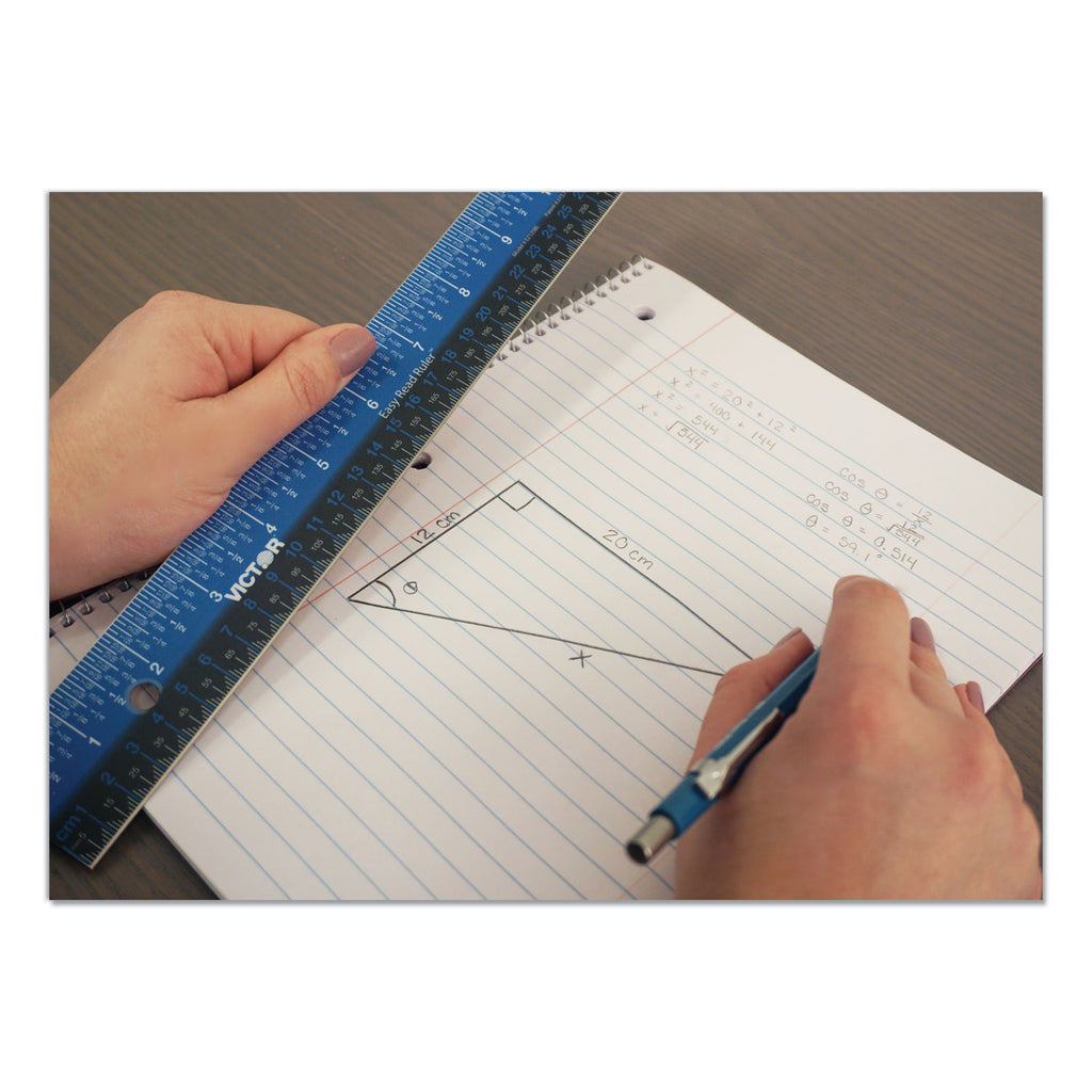 Easy Read Stainless Steel Ruler, Standard/Metric, 18".25 Long, Blue - 