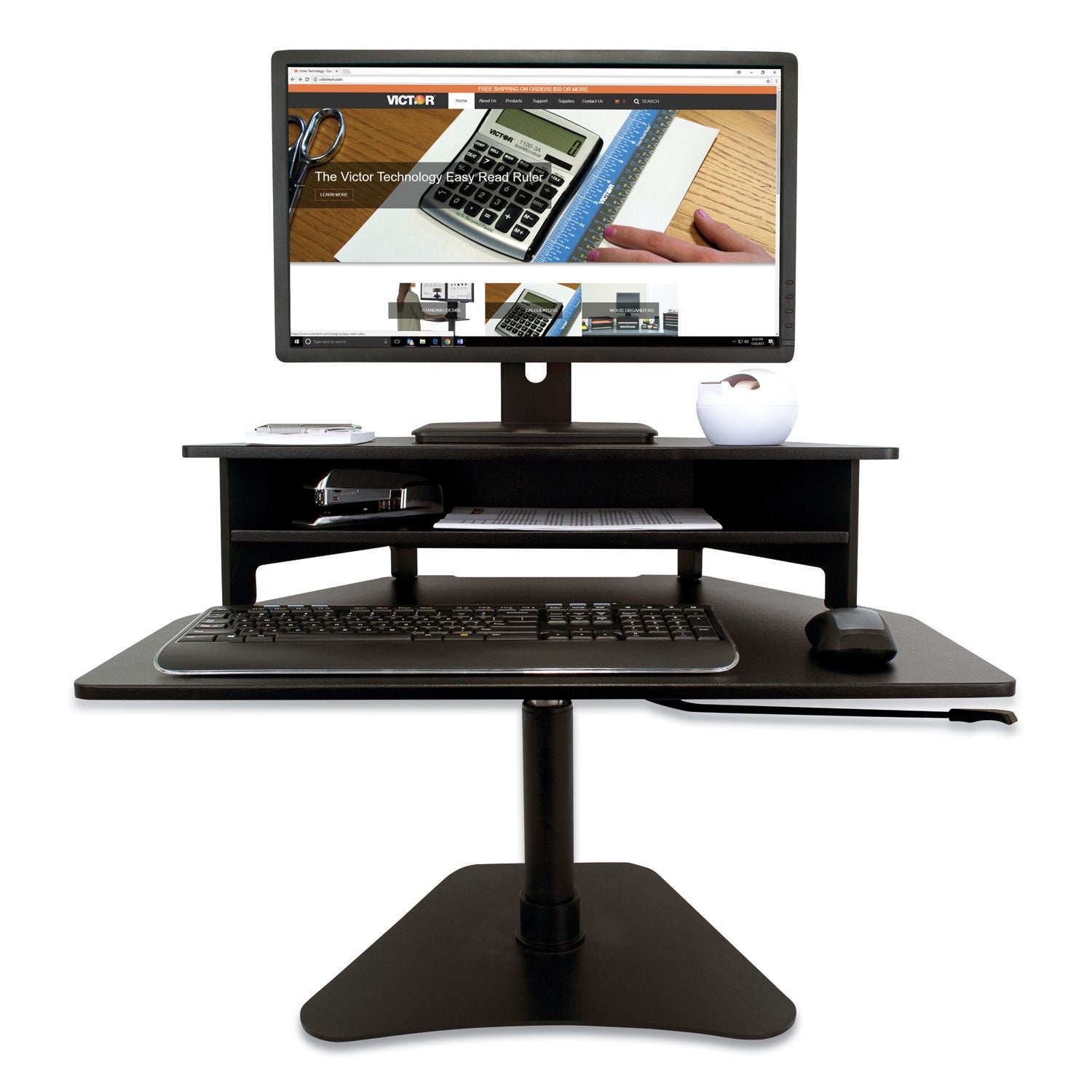 High Rise Adjustable Stand-Up Desk Converter, 28" x 23" x 12" to 16.75", Black, Ships in 1-3 Business Days - 4