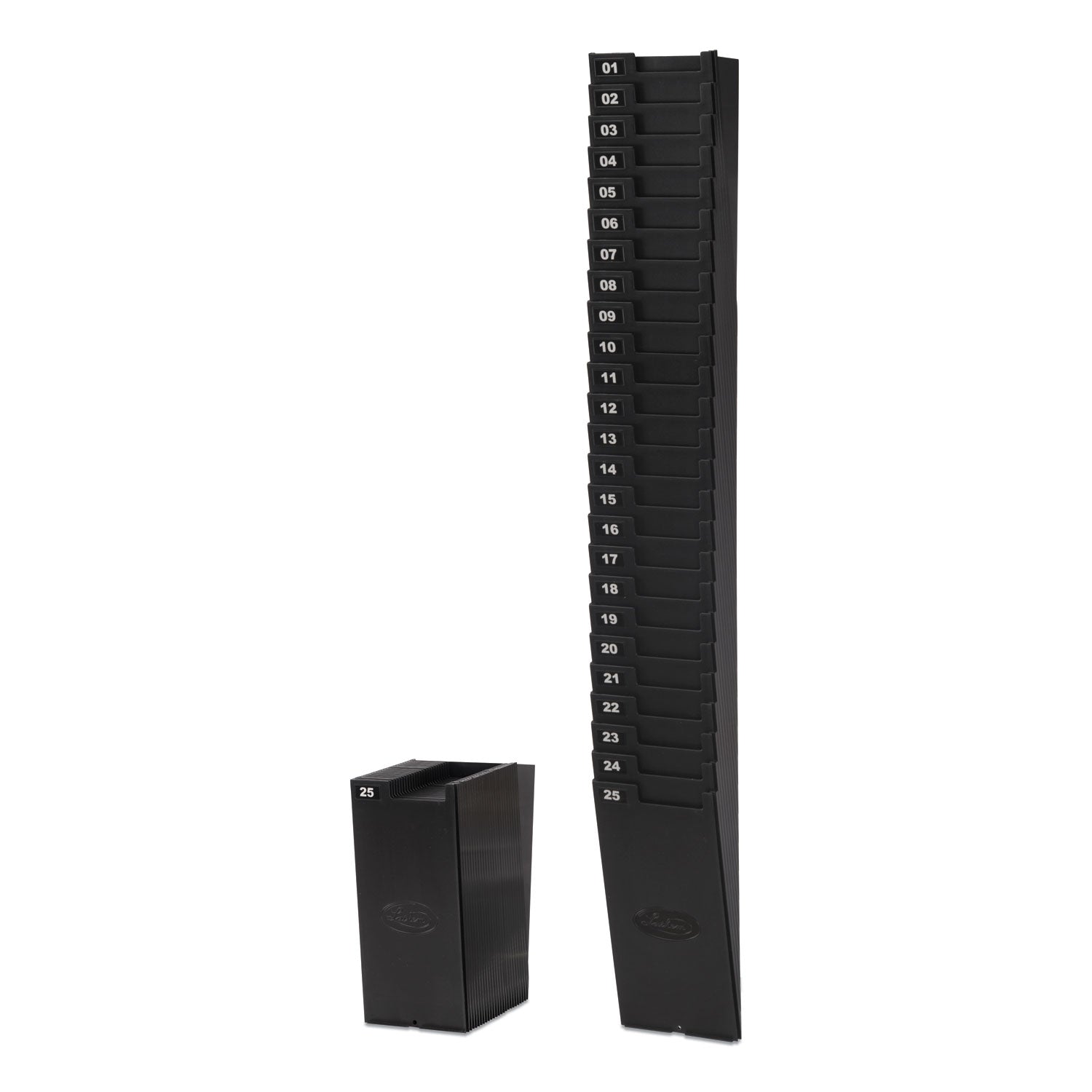 Time Card Rack for 7" Cards, 25 Pockets, ABS Plastic, Black - 
