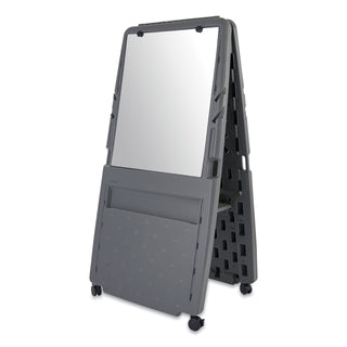 Ingenuity Presentation Flipchart Easel with Dry Erase Surface, 33 x 28, 73" Tall Easel, Charcoal Polyethylene Frame