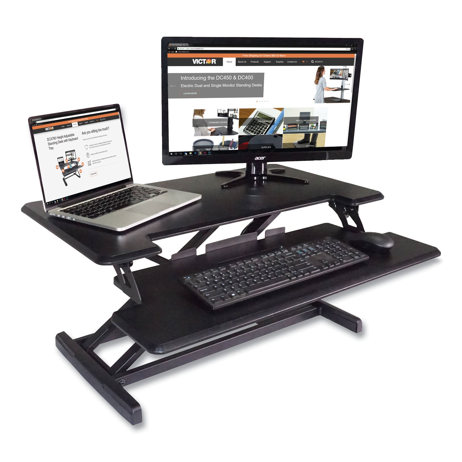 high-rise-height-adjustable-compact-standing-desk-with-keyboard-tray-325-x-25-x-19-black-ships-in-1-3-business-days_vctdcx610 - 1