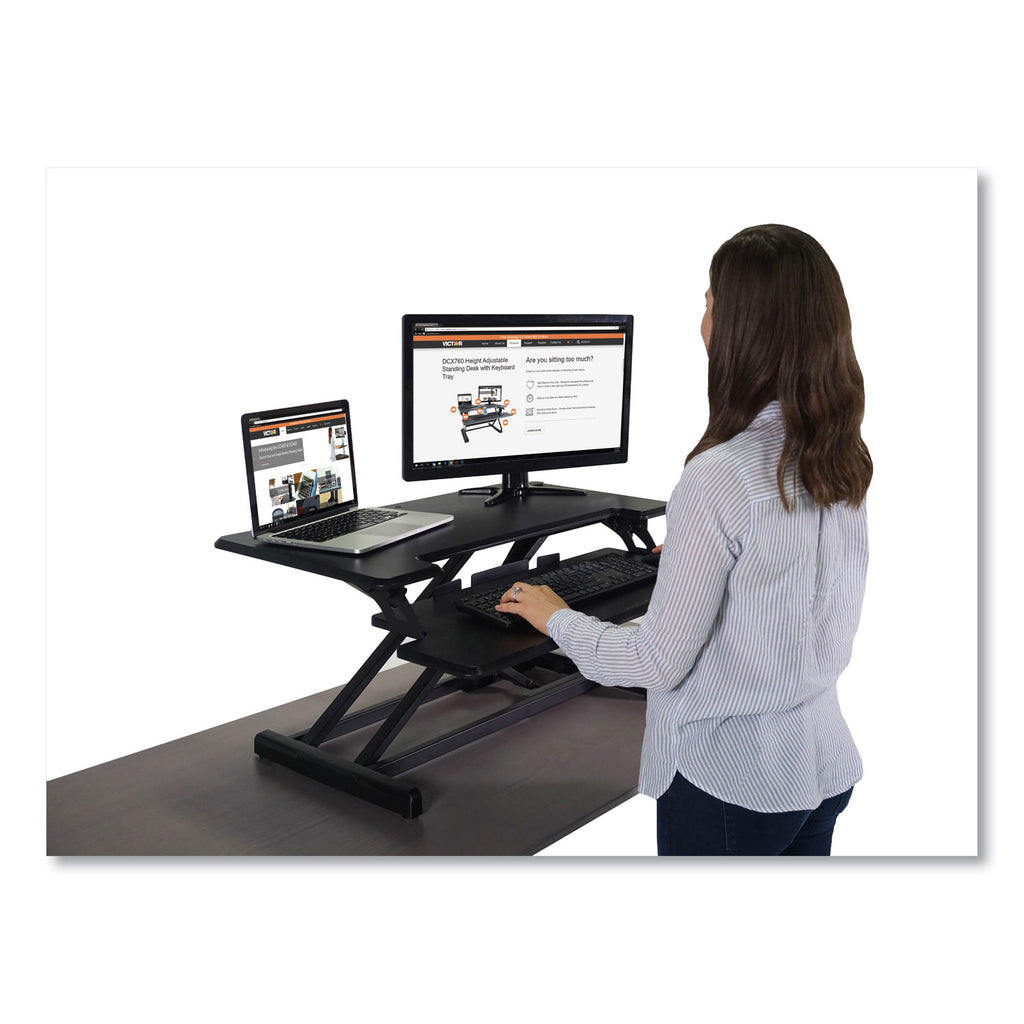 high-rise-height-adjustable-compact-standing-desk-with-keyboard-tray-325-x-25-x-19-black-ships-in-1-3-business-days_vctdcx610 - 2