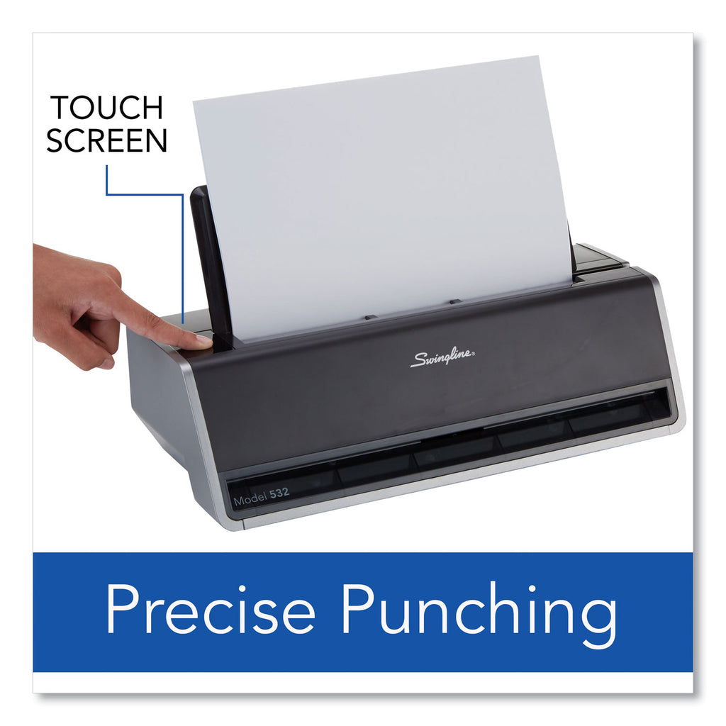 28-Sheet Commercial Electric Two-Hole Punch, Fixed 9/32" Holes, Black/Silver