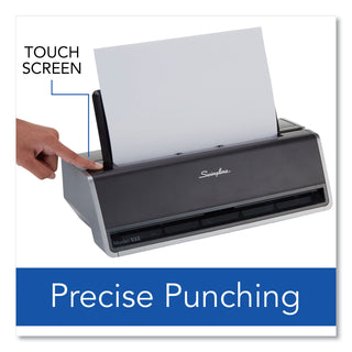 28-Sheet Commercial Electric Two-Hole Punch, Fixed 9/32" Holes, Black/Silver