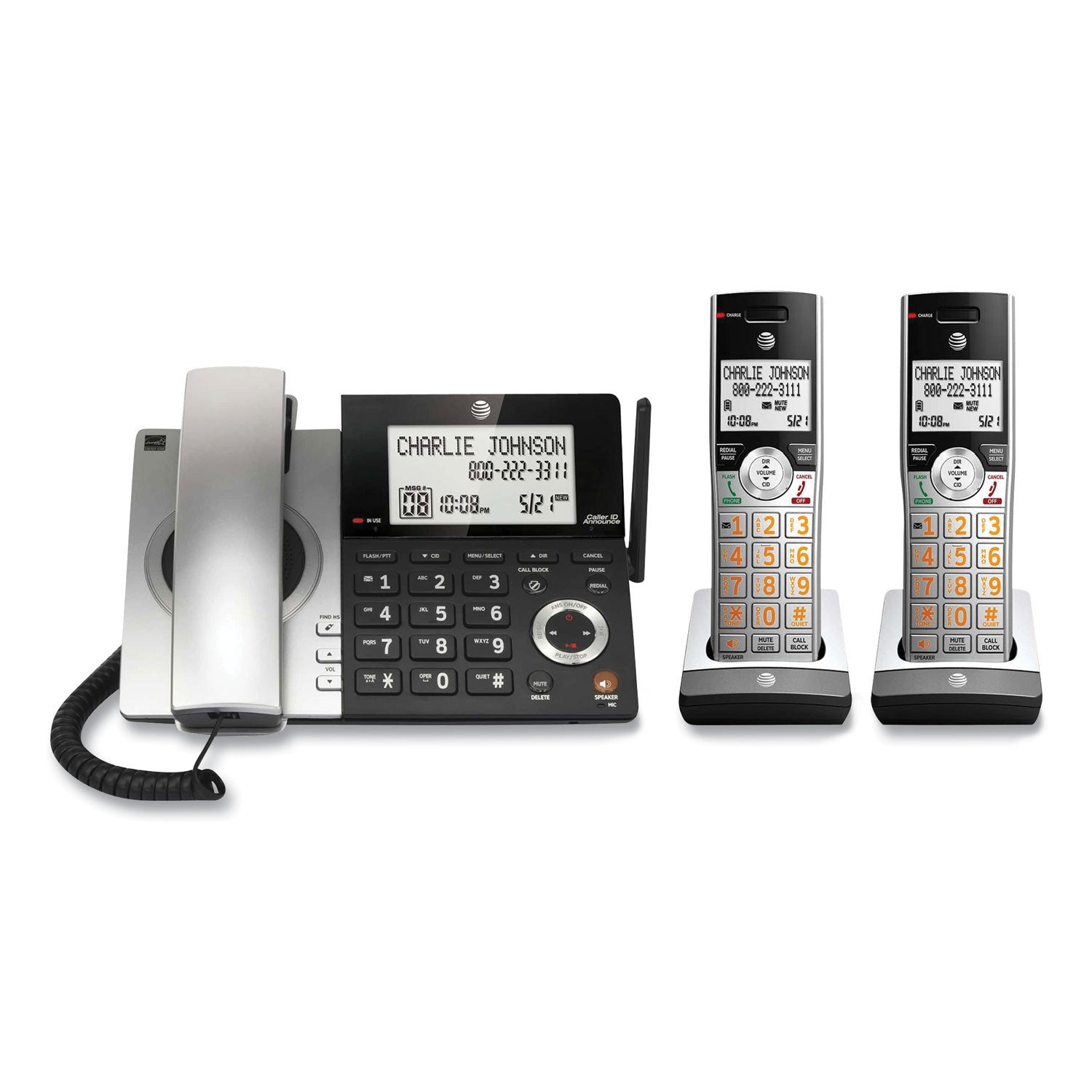 cl84207-corded-cordless-phone-corded-base-station-and-2-additional-handsets-black-silver_attcl84207 - 1