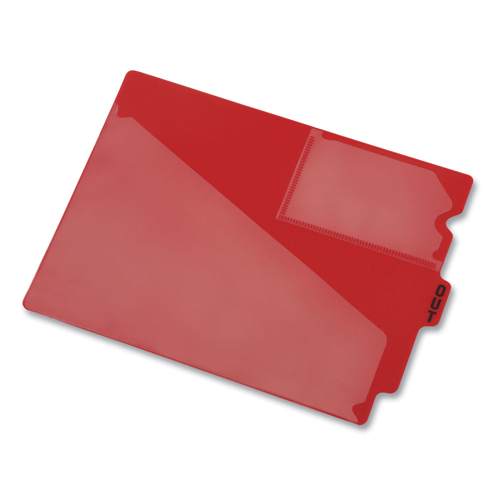 Colored Poly Out Guides with Center Tab, 1/3-Cut End Tab, Out, 8.5 x 11, Red, 50/Box
