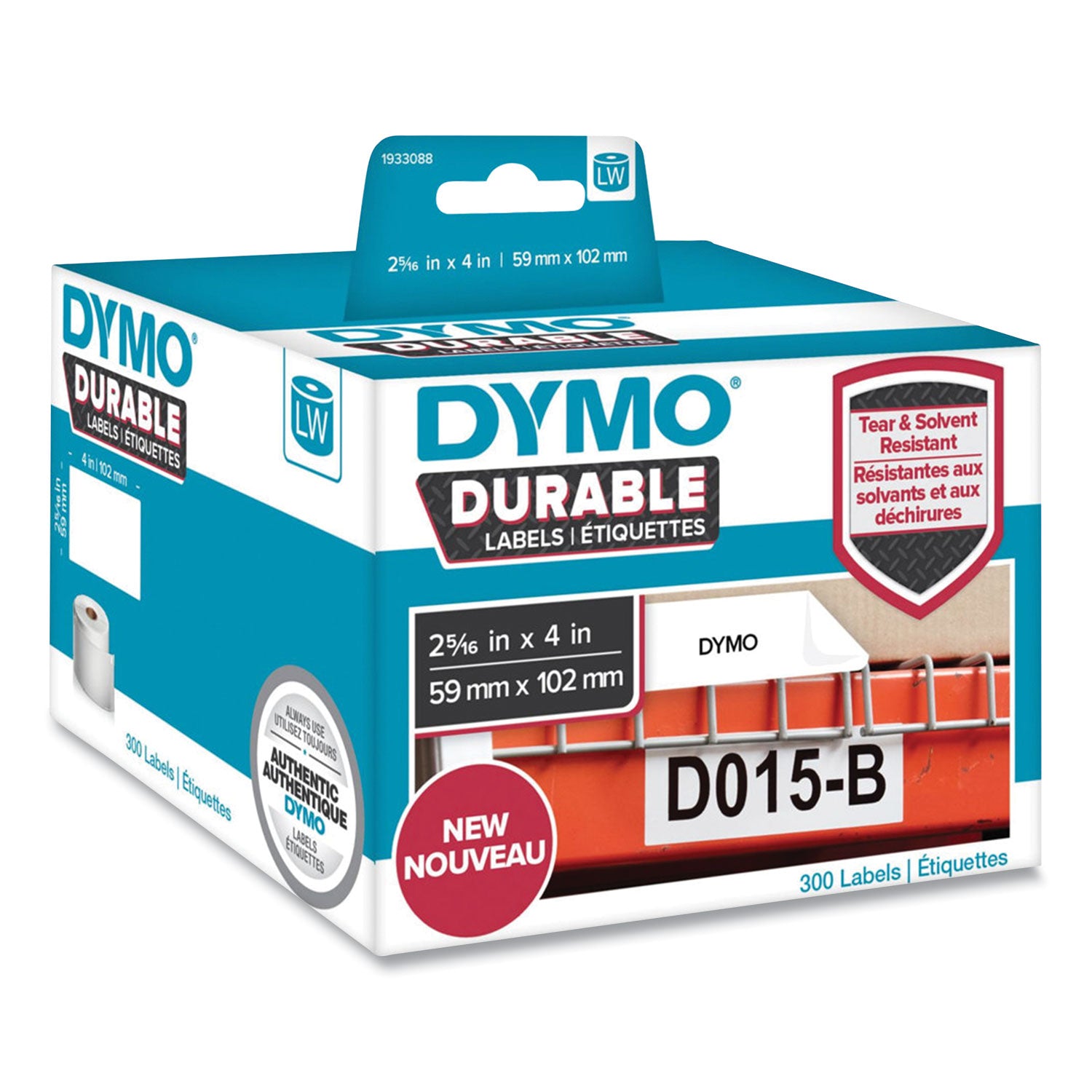 LW Durable Multi-Purpose Labels, 2.31" x 4", White, 300 Labels/Roll